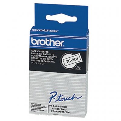 Brother-TC-201-Svart-Text-Vit Tejp-12mm-x-7.7m-Original