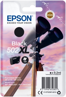 Epson 502XL T02W1 C13T02W14010 Svart Bläckpatron Hög Kapacitet Original