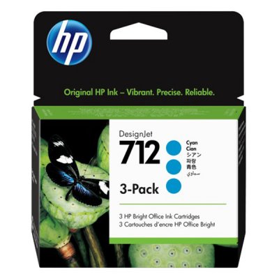 HP 712 (3ED77A) Cyan Bläckpatron 3-Pack Original